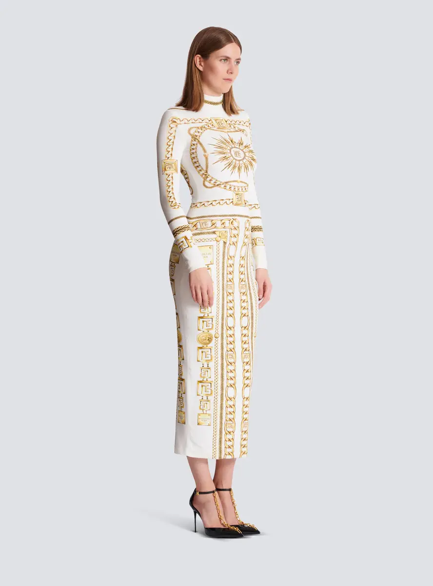 Balmain Long printed bodycon dress with Foulard pattern | Thumbnail 3