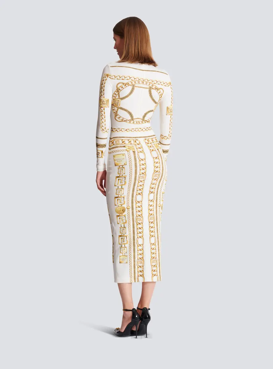 Balmain Long printed bodycon dress with Foulard pattern | Thumbnail 4