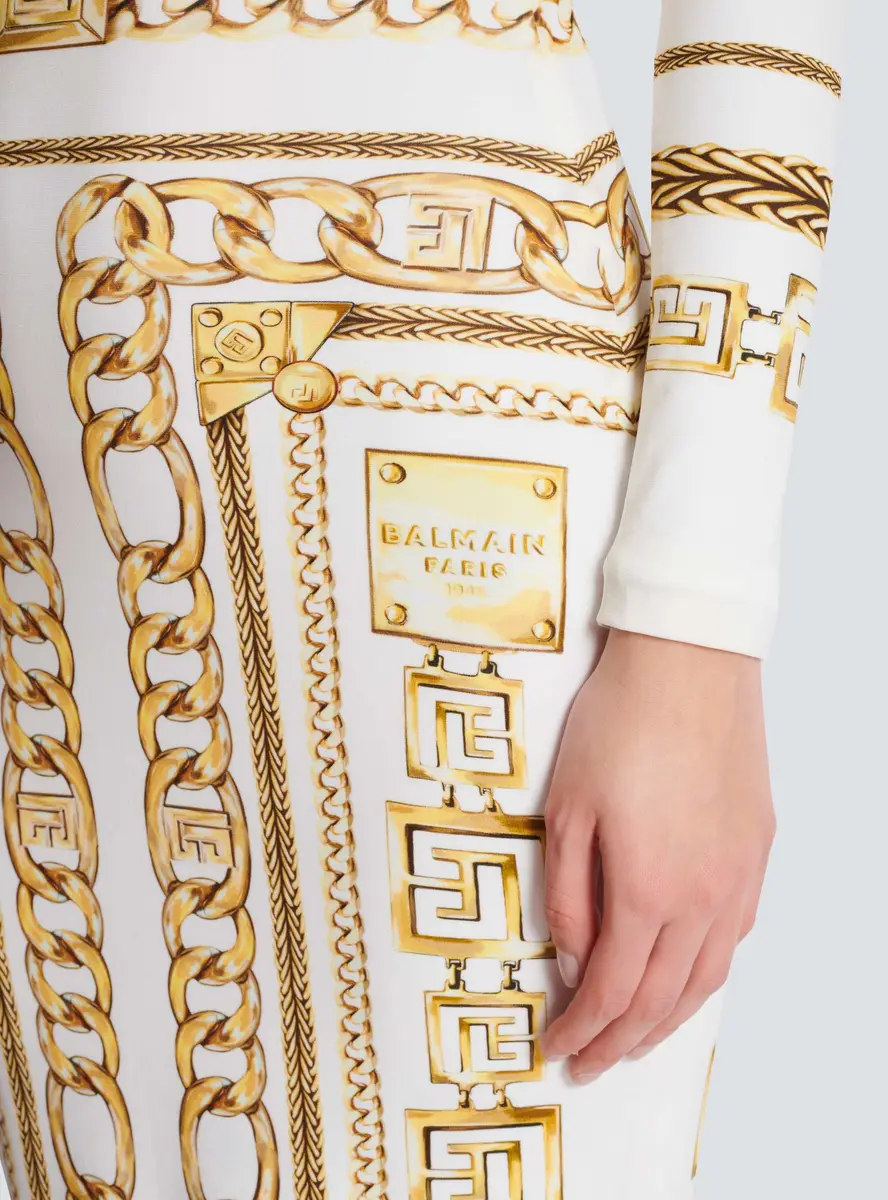 Balmain Long printed bodycon dress with Foulard pattern | Thumbnail 5