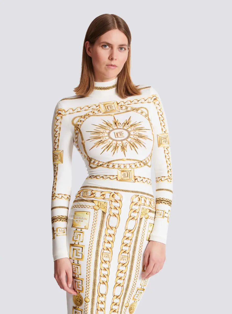 Balmain Long printed bodycon dress with Foulard pattern | Thumbnail 6