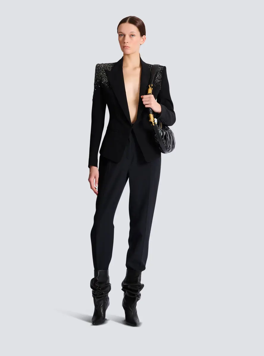 Balmain Crepe jacket with Amethyst embroidery | Thumbnail 2 Balmain Crepe jacket with Amethyst embroidery | Thumbnail 2
