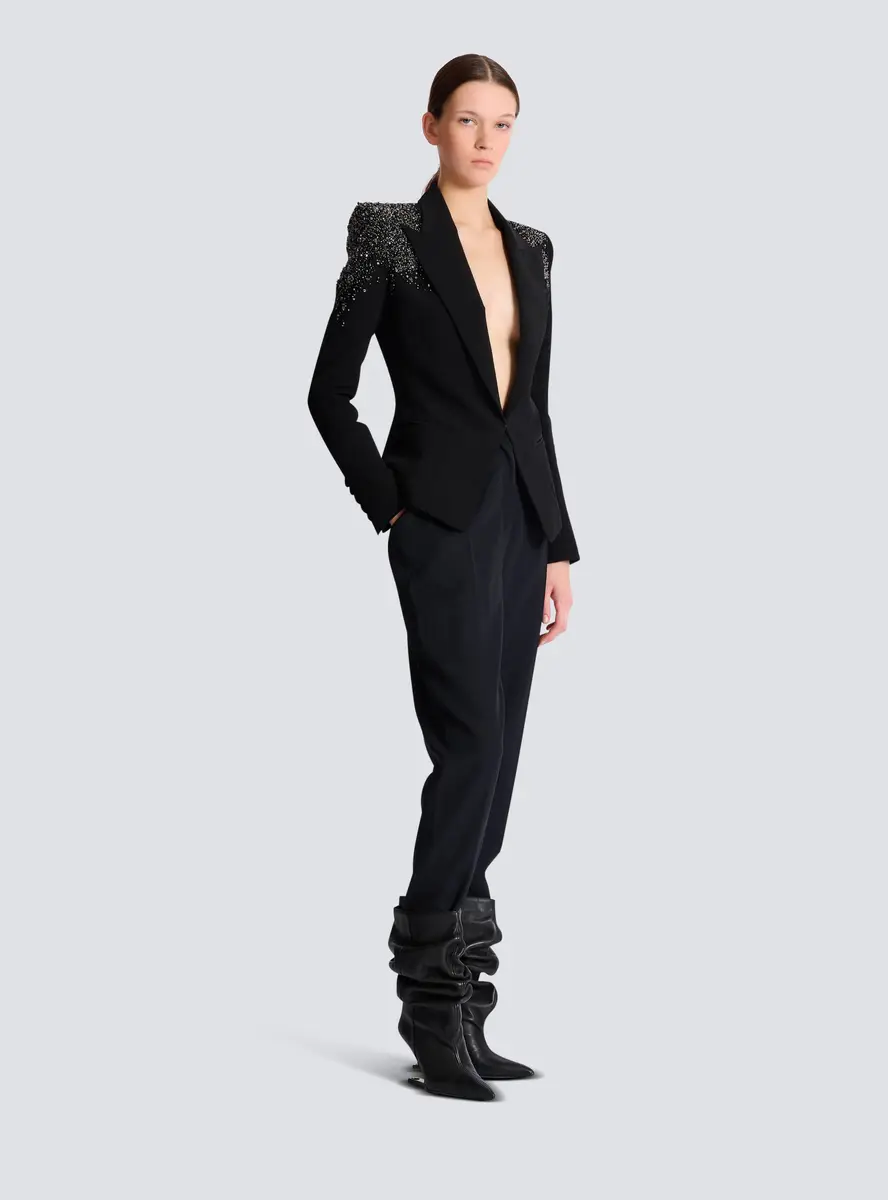 Balmain Crepe jacket with Amethyst embroidery | Thumbnail 3 Balmain Crepe jacket with Amethyst embroidery | Thumbnail 3