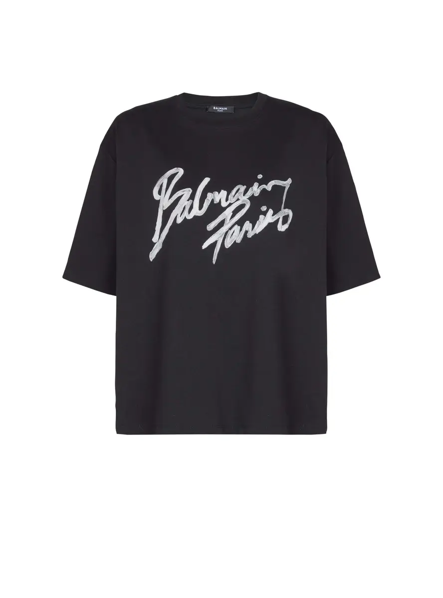 Balmain Boxy T-shirt with Paris Brush print | Image 1 Balmain Boxy T-shirt with Paris Brush print | Image 1