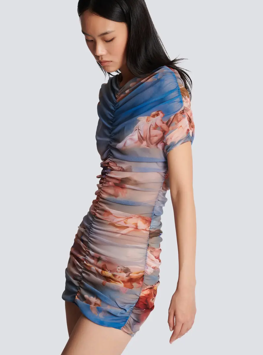 Balmain Sky printed gathered tulle dress | Thumbnail 5 Balmain Sky printed gathered tulle dress | Thumbnail 5