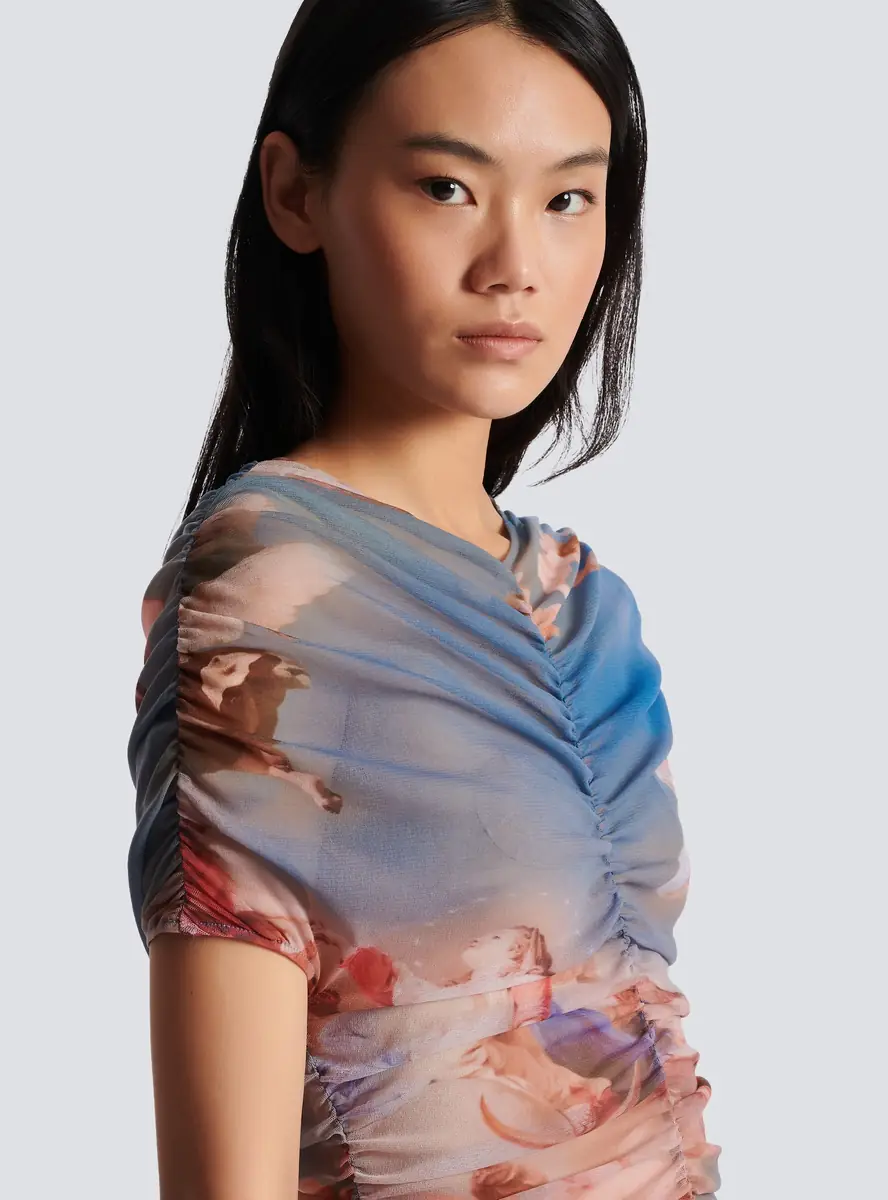 Balmain Sky printed gathered tulle dress | Thumbnail 6 Balmain Sky printed gathered tulle dress | Thumbnail 6