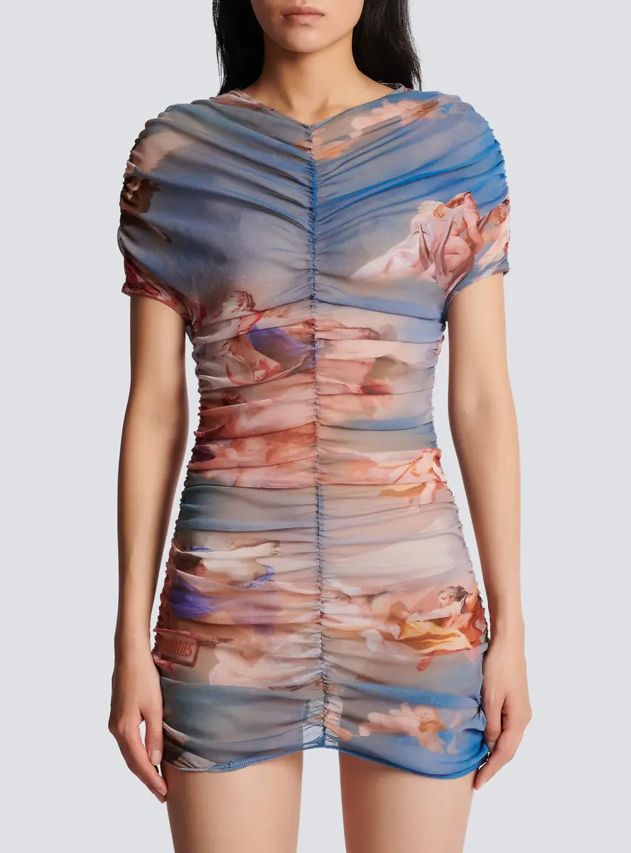 Balmain Sky printed gathered tulle dress | Thumbnail 7 Balmain Sky printed gathered tulle dress | Thumbnail 7