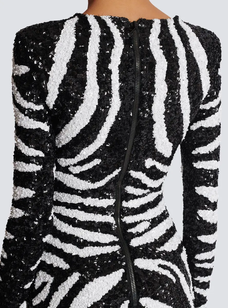 Balmain Short two-tone zebra sequin dress | Thumbnail 5 Balmain Short two-tone zebra sequin dress | Thumbnail 5