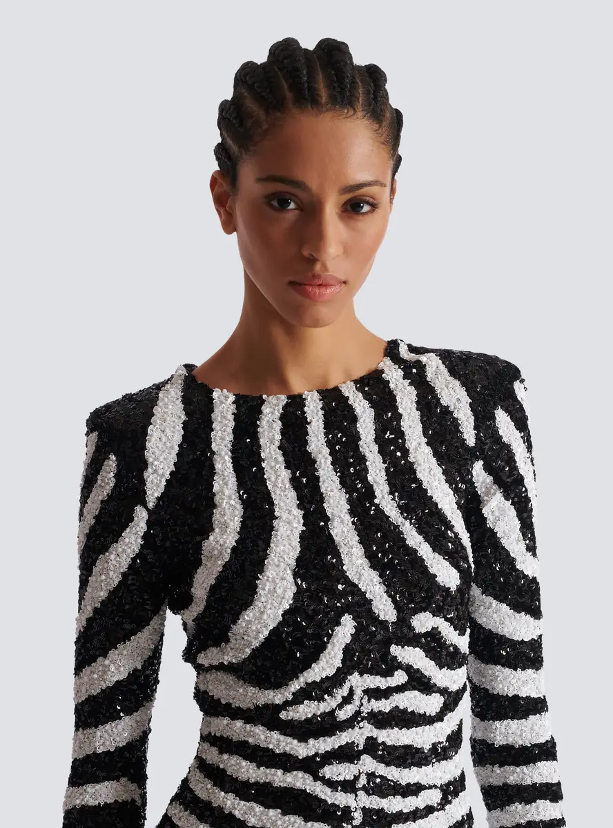 Balmain Short two-tone zebra sequin dress | Thumbnail 7 Balmain Short two-tone zebra sequin dress | Thumbnail 7