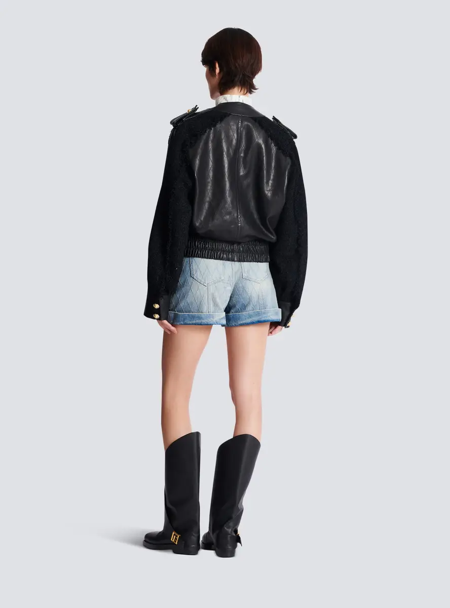 Balmain Tweed and leather bomber jacket | Thumbnail 4 Balmain Tweed and leather bomber jacket | Thumbnail 4