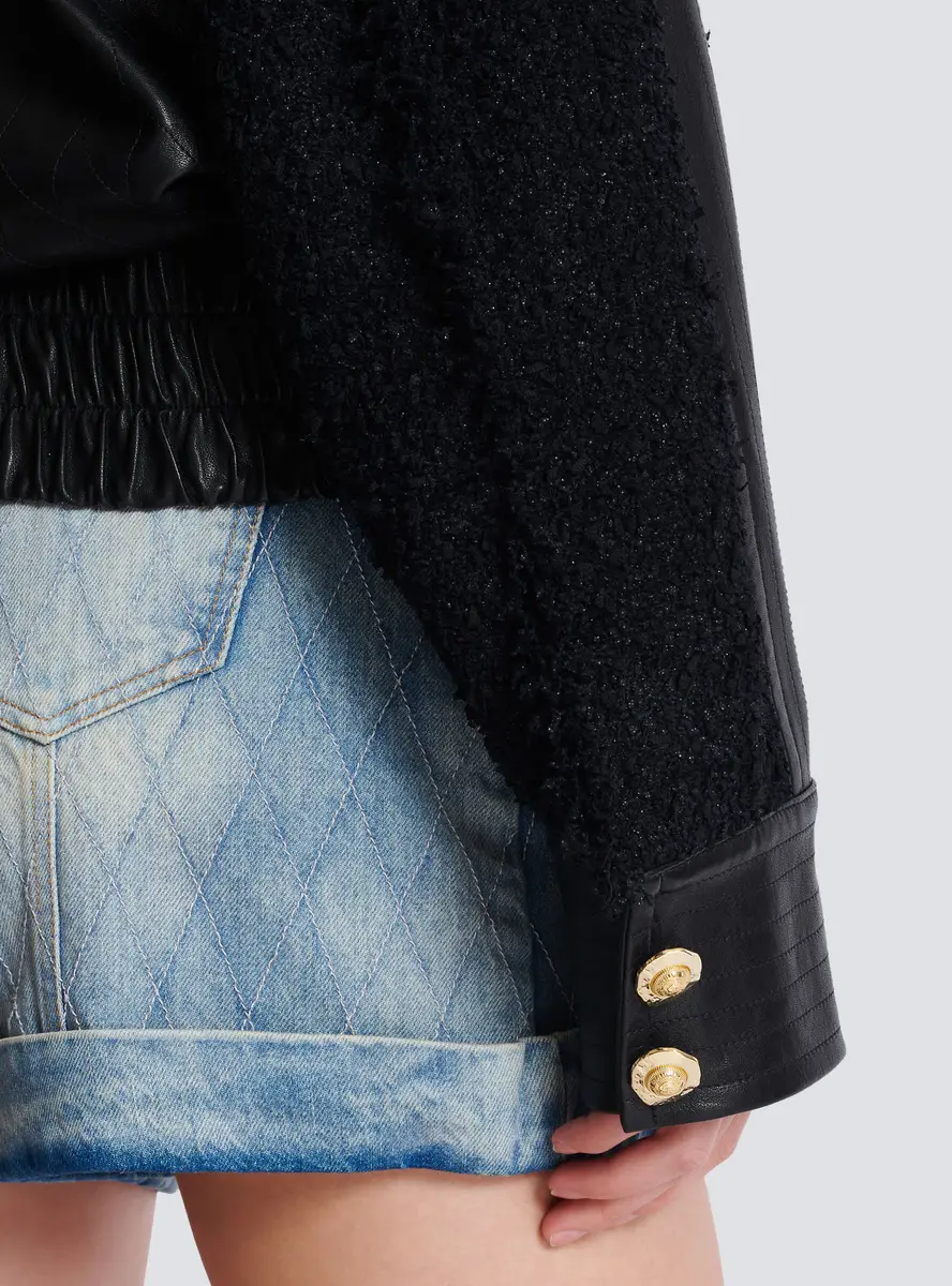 Balmain Tweed and leather bomber jacket | Thumbnail 5 Balmain Tweed and leather bomber jacket | Thumbnail 5