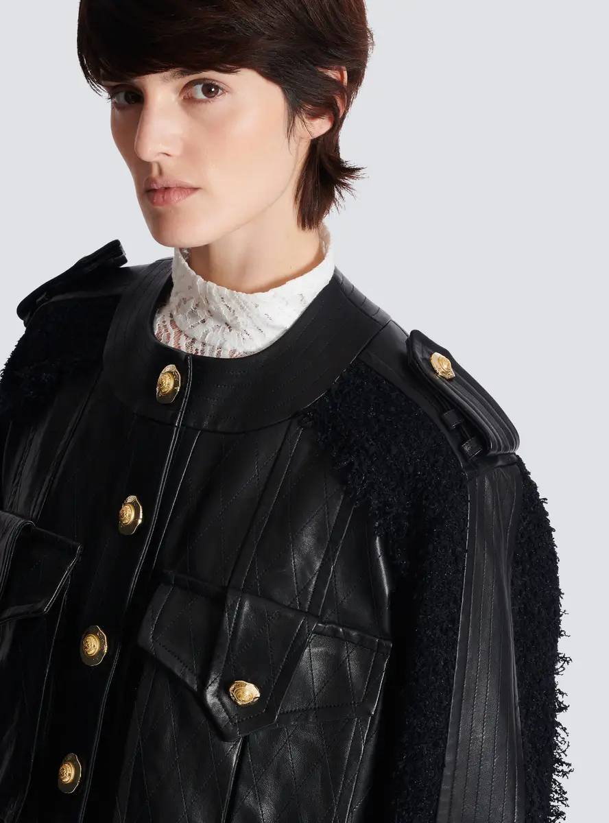 Balmain Tweed and leather bomber jacket | Thumbnail 7 Balmain Tweed and leather bomber jacket | Thumbnail 7