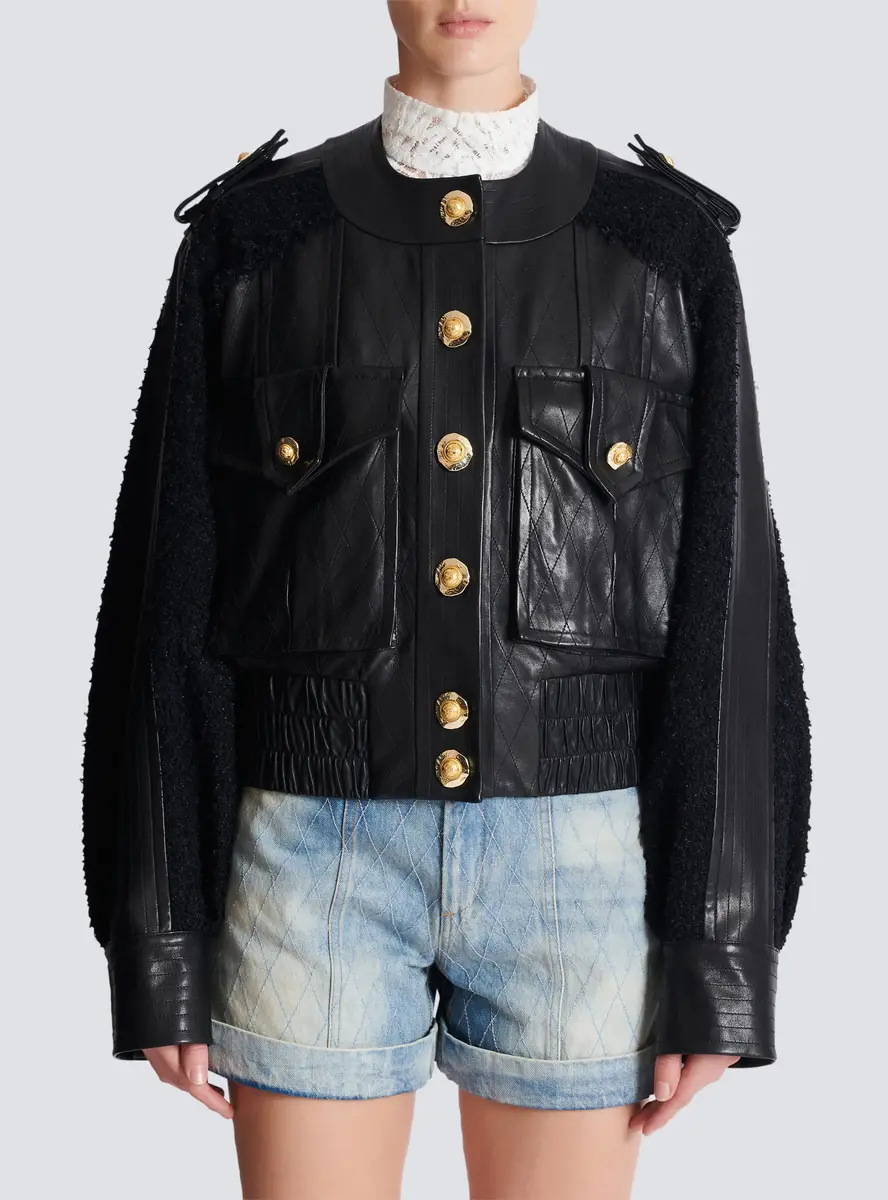 Balmain Tweed and leather bomber jacket | Thumbnail 8 Balmain Tweed and leather bomber jacket | Thumbnail 8