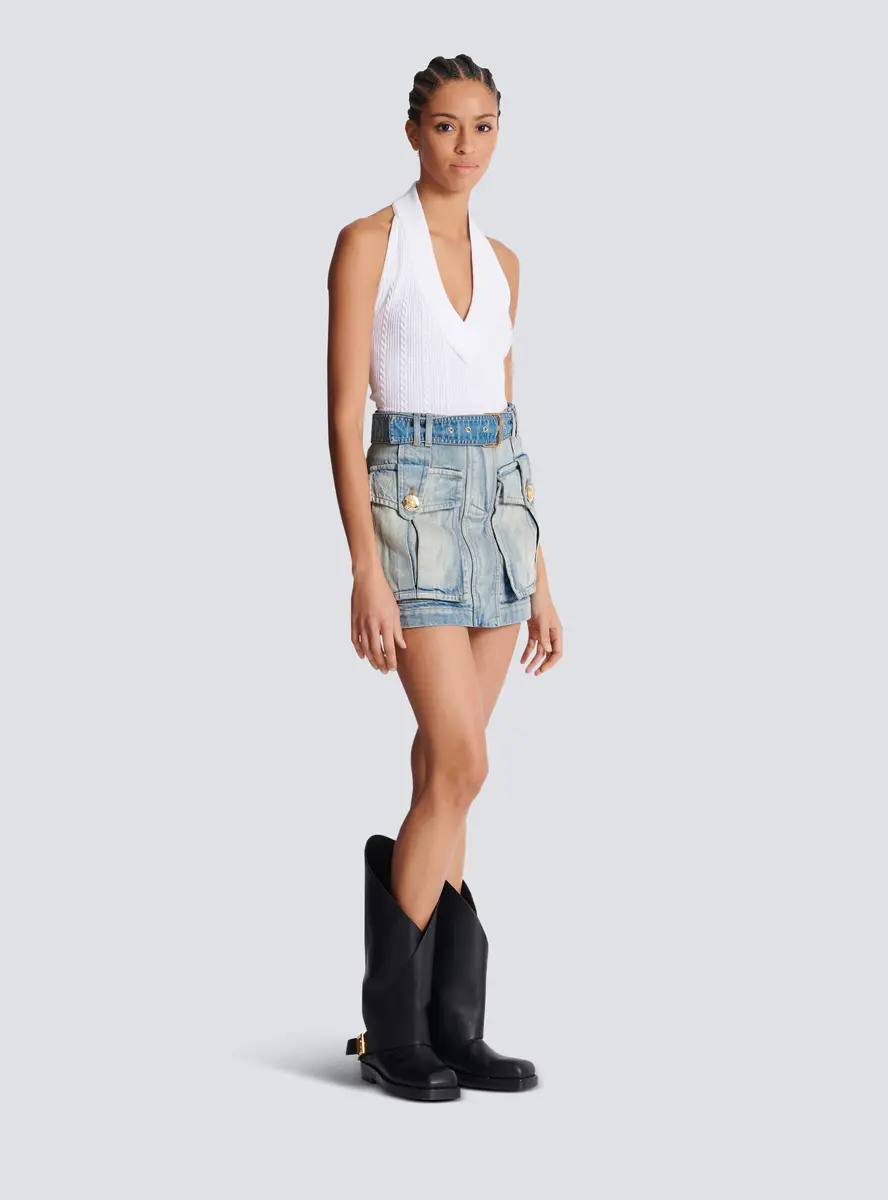 Balmain Denim skirt with pockets | Thumbnail 3 Balmain Denim skirt with pockets | Thumbnail 3