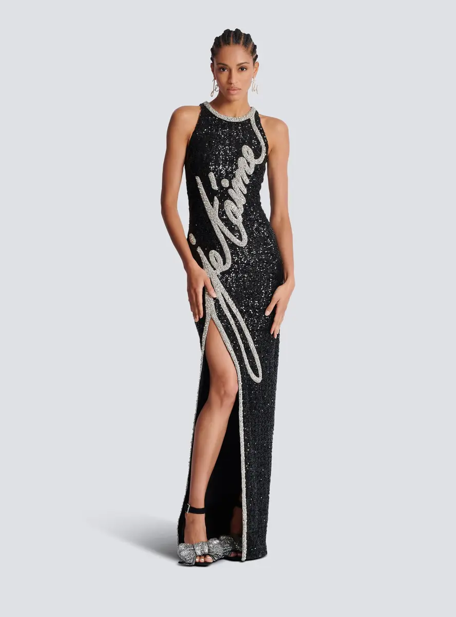 Balmain Long "Love Letter" embroidered sequin dress | Thumbnail 2 Balmain Long "Love Letter" embroidered sequin dress | Thumbnail 2