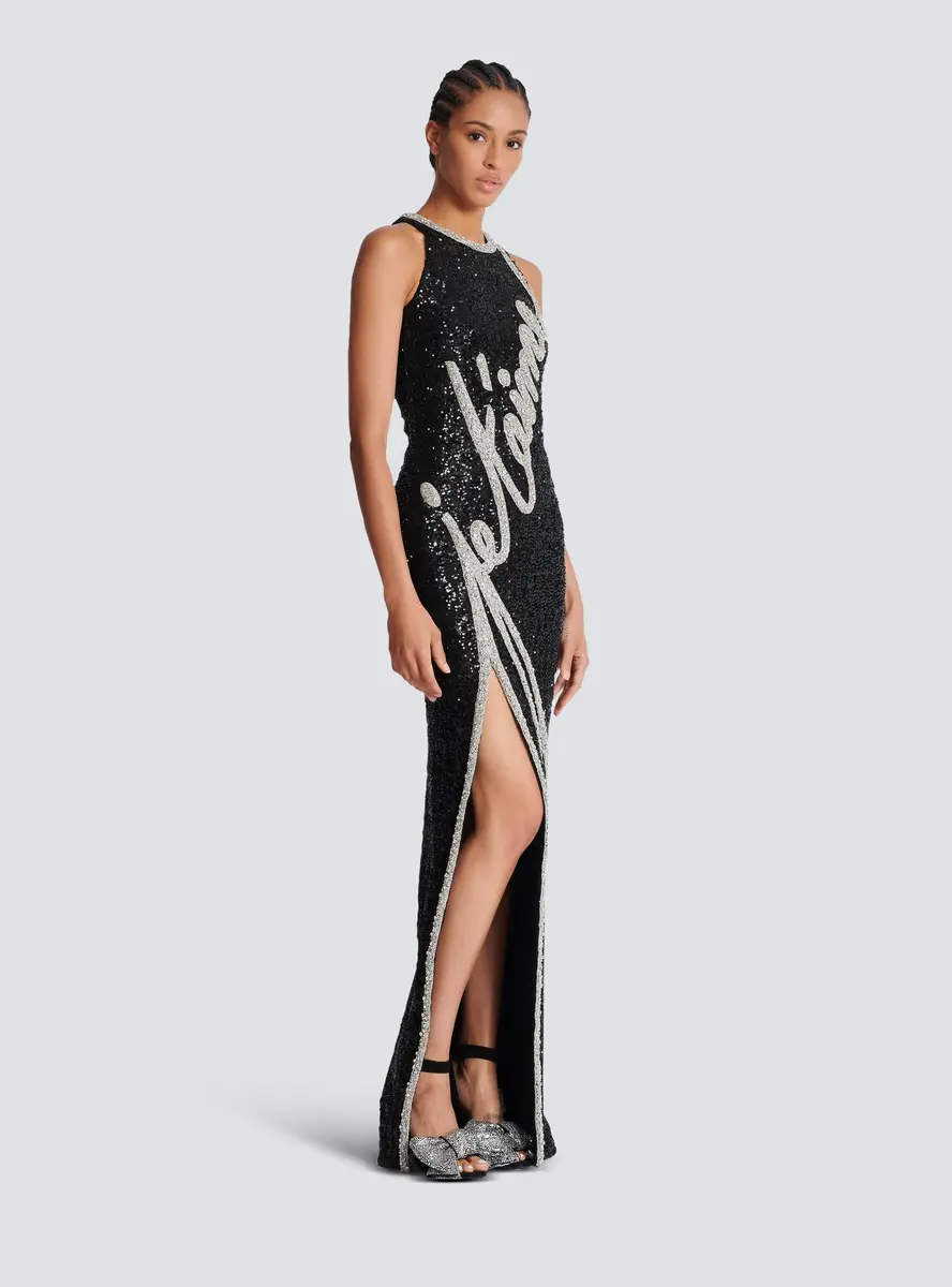 Balmain Long "Love Letter" embroidered sequin dress | Thumbnail 3 Balmain Long "Love Letter" embroidered sequin dress | Thumbnail 3