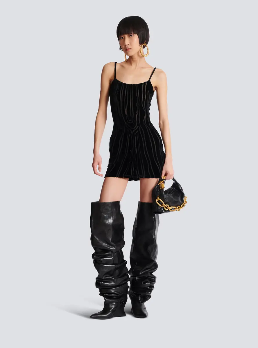 Balmain Short strappy dress in zebra-print velvet | Thumbnail 2