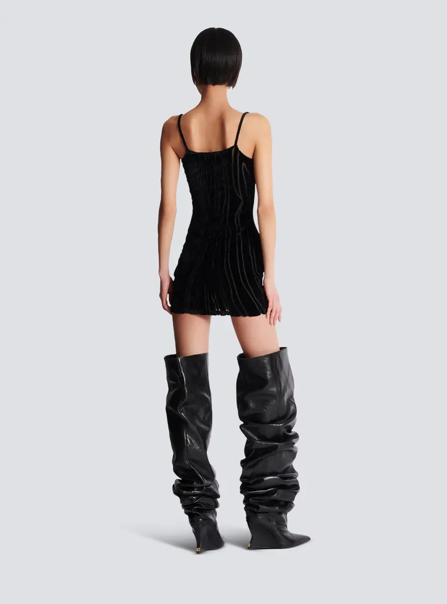 Balmain Short strappy dress in zebra-print velvet | Thumbnail 4