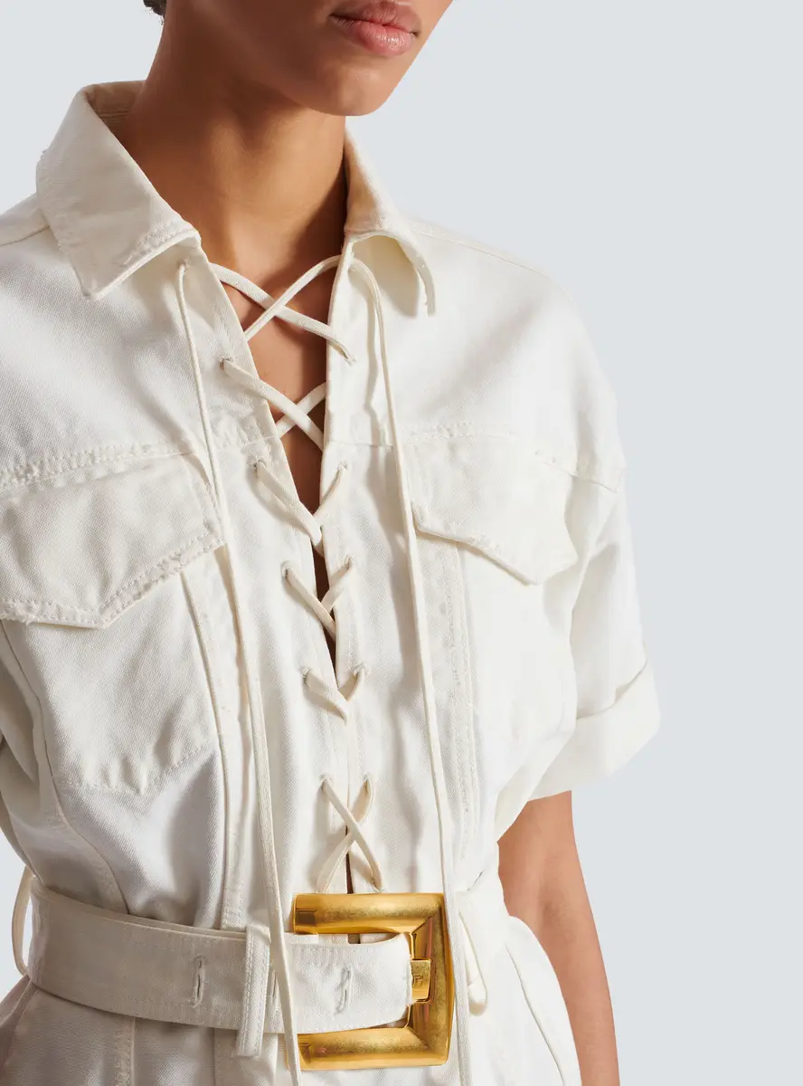 Balmain Short lace-up canvas dress | Thumbnail 5 Balmain Short lace-up canvas dress | Thumbnail 5
