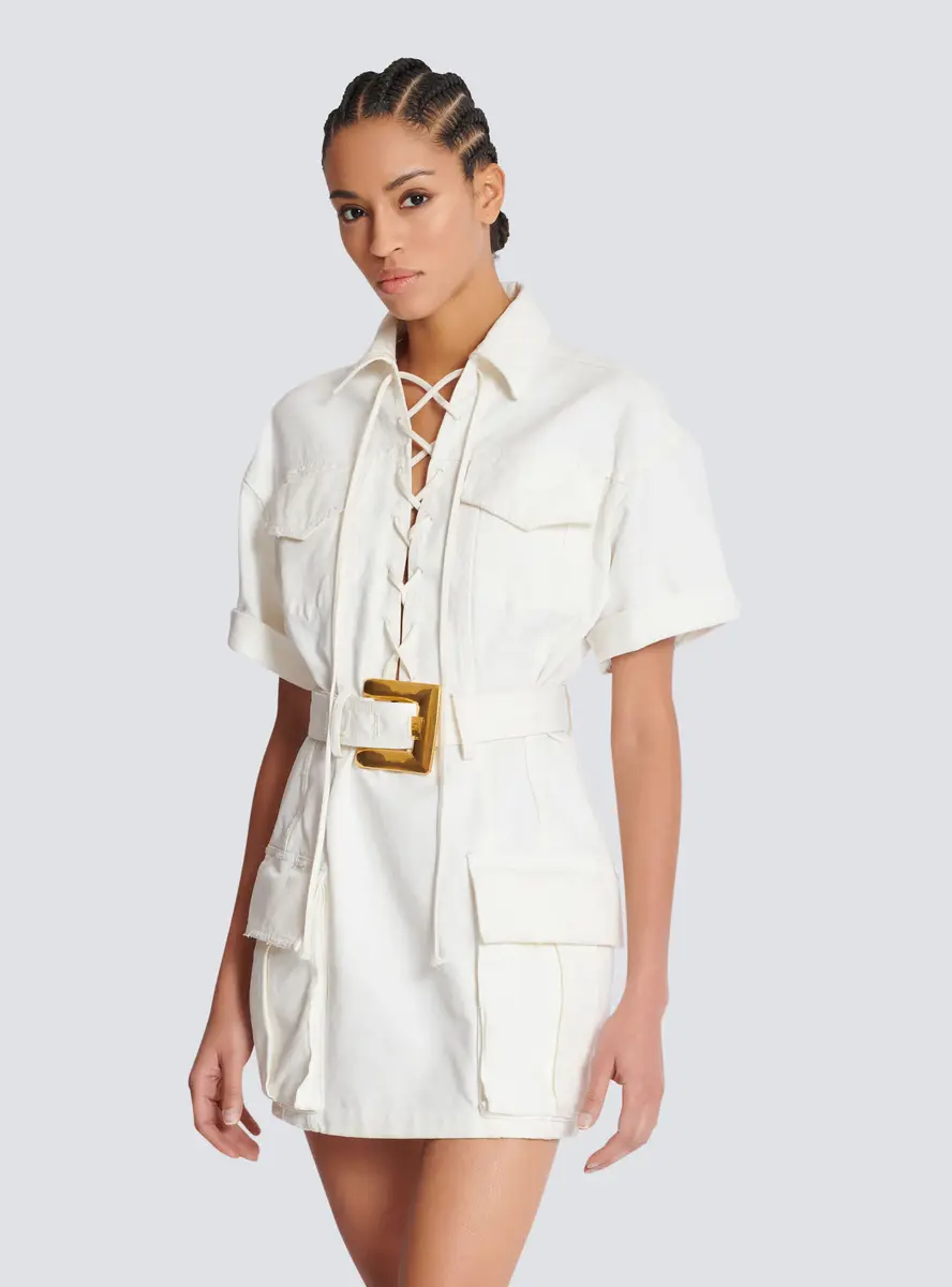 Balmain Short lace-up canvas dress | Thumbnail 6 Balmain Short lace-up canvas dress | Thumbnail 6