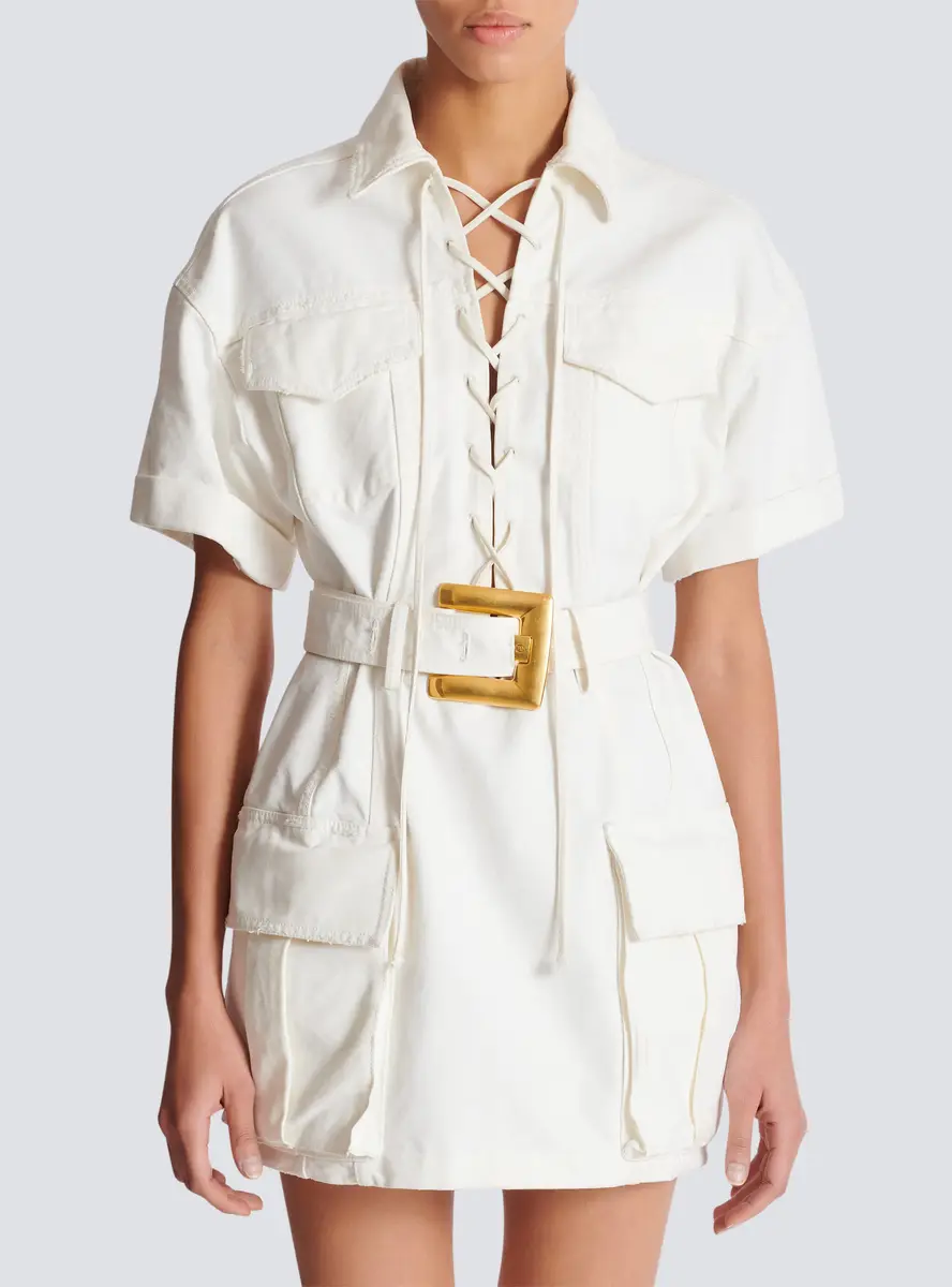 Balmain Short lace-up canvas dress | Thumbnail 8 Balmain Short lace-up canvas dress | Thumbnail 8
