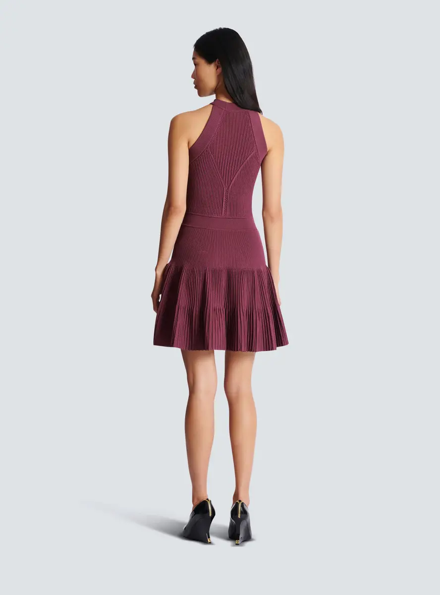 Balmain Sleeveless flared dress in openwork knit | Thumbnail 4
