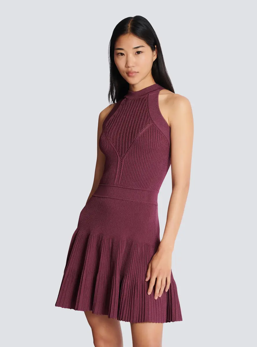 Balmain Sleeveless flared dress in openwork knit | Thumbnail 5