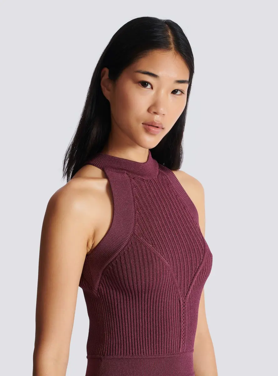Balmain Sleeveless flared dress in openwork knit | Thumbnail 6