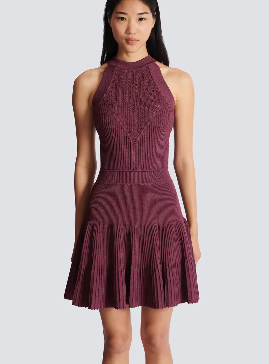 Balmain Sleeveless flared dress in openwork knit | Thumbnail 7