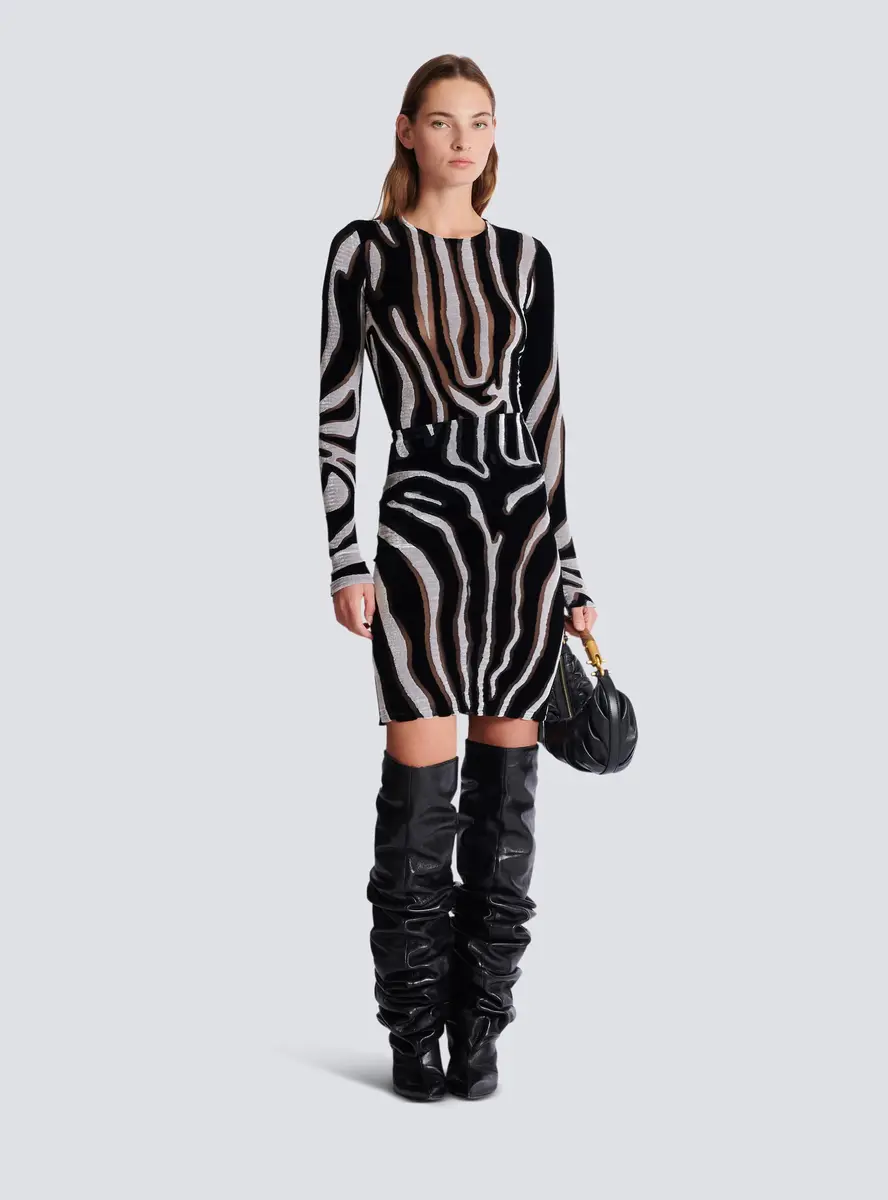 Balmain Zebra-print velvet bodycon top | Thumbnail 2 Balmain Zebra-print velvet bodycon top | Thumbnail 2