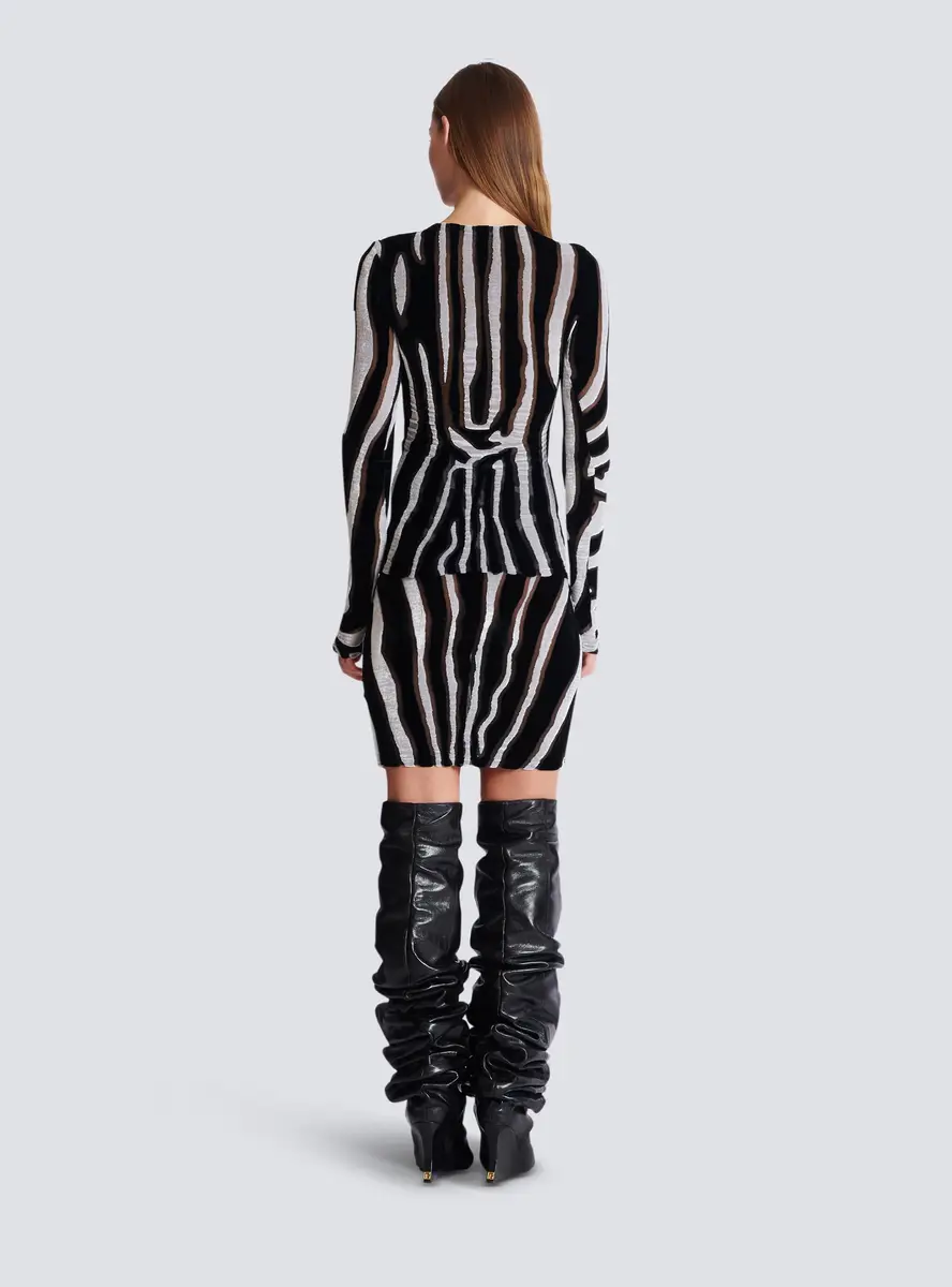 Balmain Zebra-print velvet bodycon top | Thumbnail 4 Balmain Zebra-print velvet bodycon top | Thumbnail 4