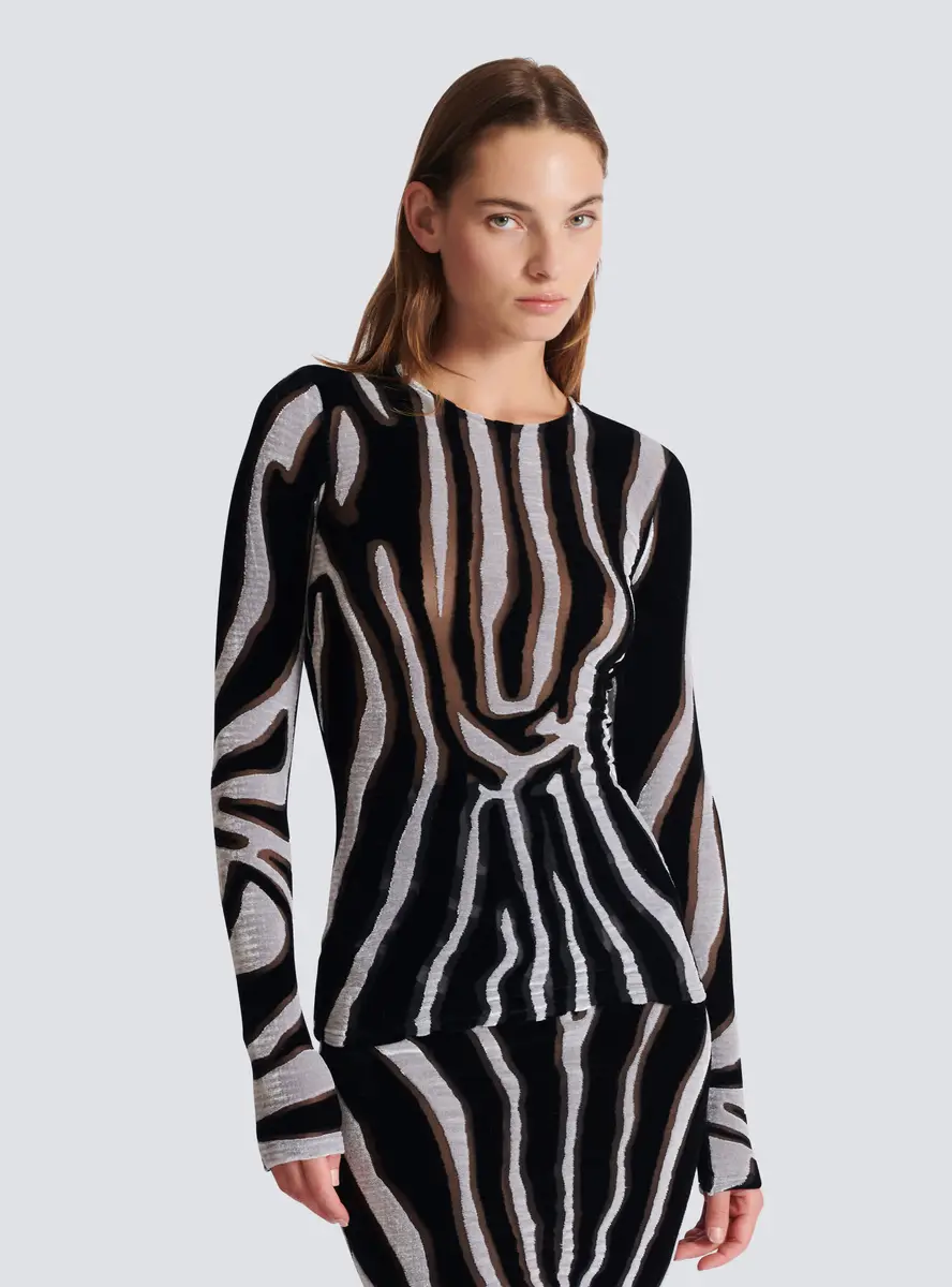 Balmain Zebra-print velvet bodycon top | Thumbnail 5 Balmain Zebra-print velvet bodycon top | Thumbnail 5