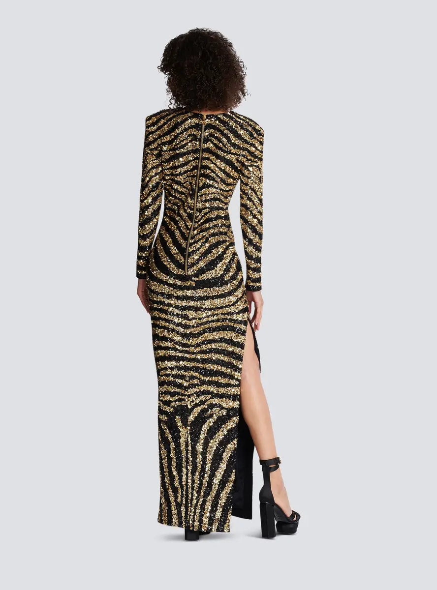 Balmain Embroidered zebra long dress | Thumbnail 4 Balmain Embroidered zebra long dress | Thumbnail 4