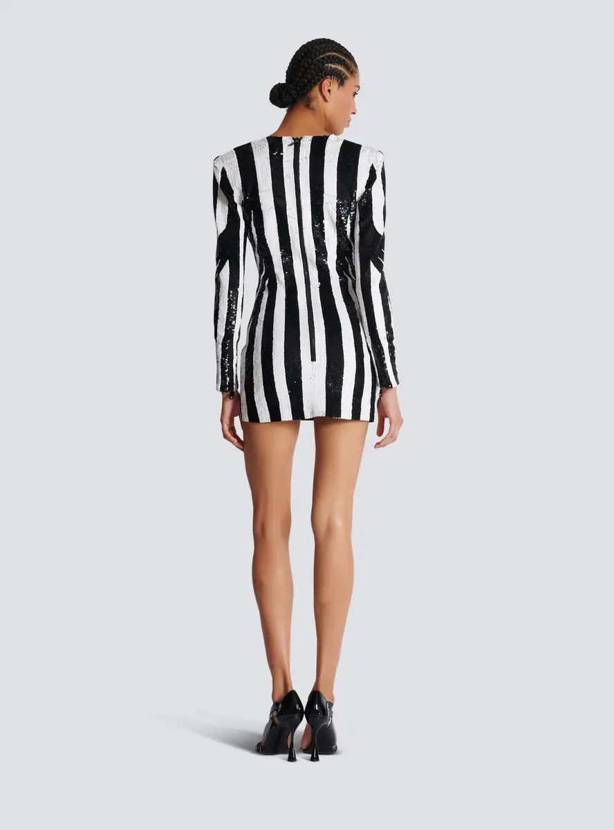 Balmain Ls Embroidered Stripe Short Dress | Thumbnail 4