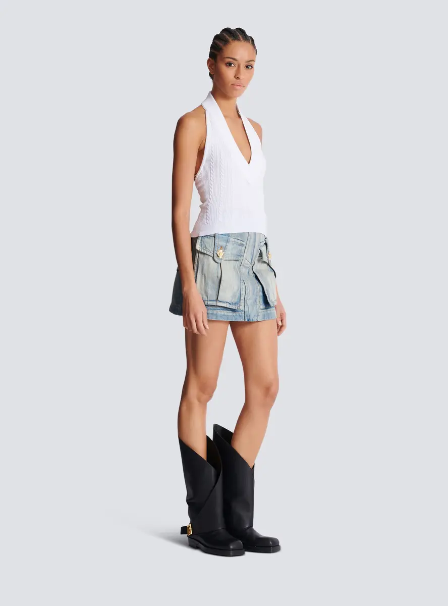 Balmain Cable-knit halterneck top | Thumbnail 3