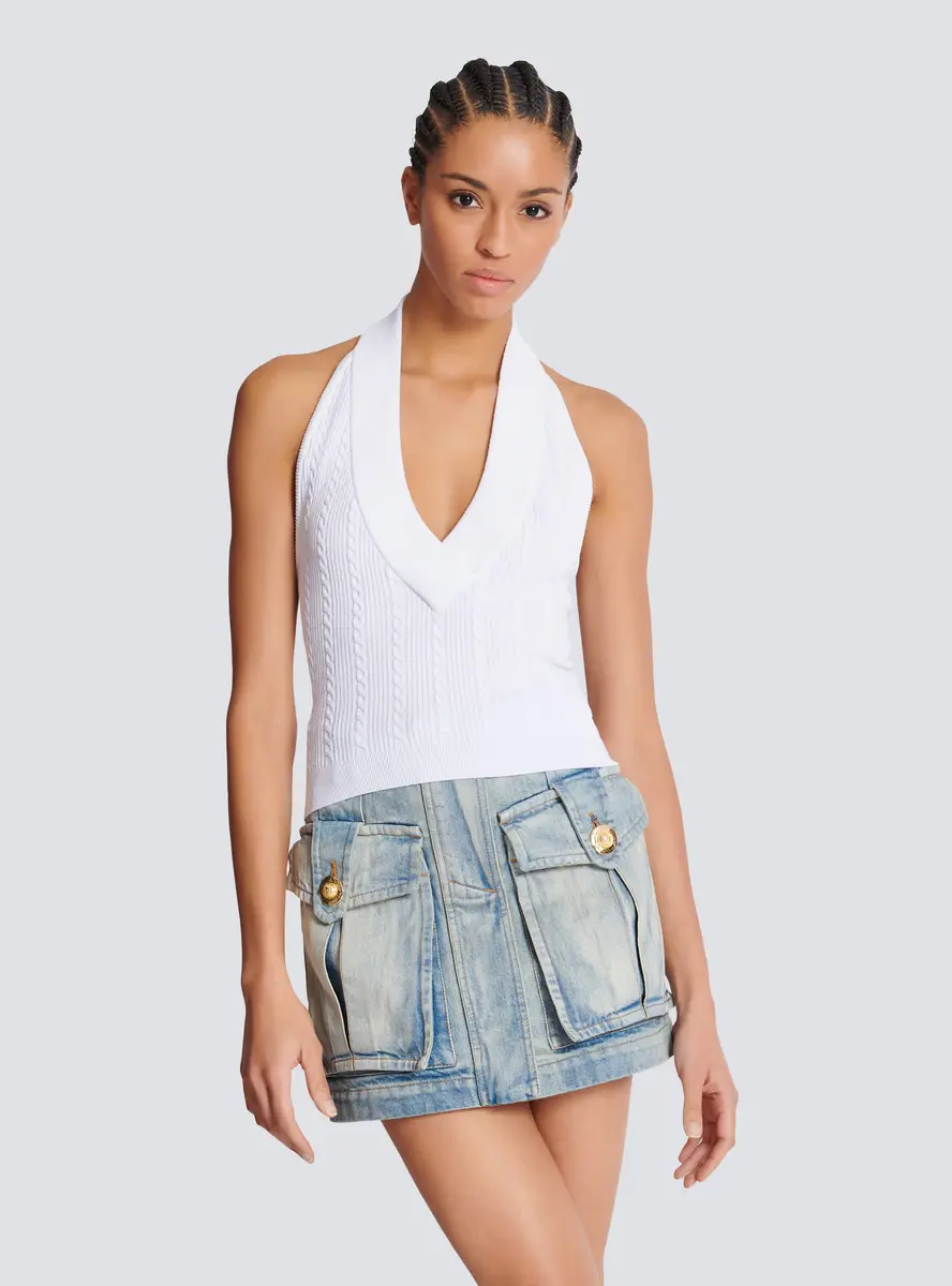 Balmain Cable-knit halterneck top | Thumbnail 7