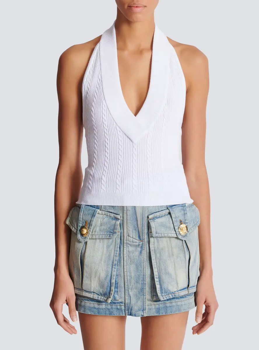 Balmain Cable-knit halterneck top | Thumbnail 8