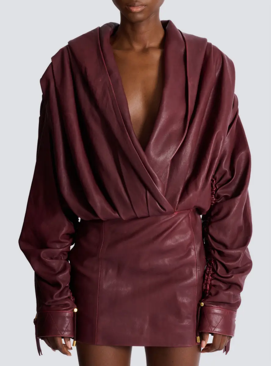 Balmain Short hooded dress in washed lambskin | Thumbnail 8 Balmain Short hooded dress in washed lambskin | Thumbnail 8