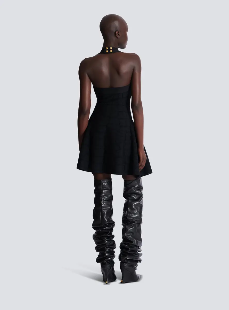 Balmain Flared halterneck dress in crocodile knit | Thumbnail 4 Balmain Flared halterneck dress in crocodile knit | Thumbnail 4