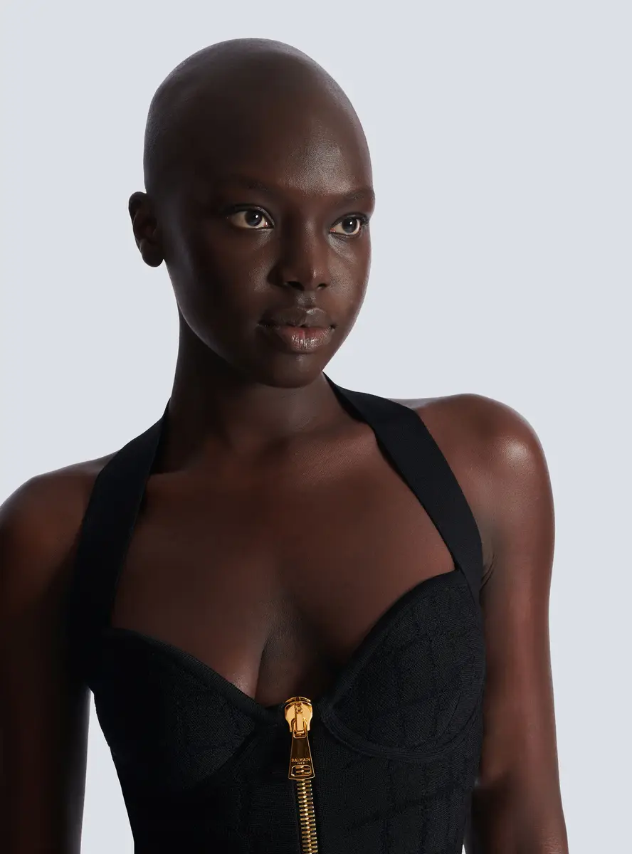 Balmain Flared halterneck dress in crocodile knit | Thumbnail 5 Balmain Flared halterneck dress in crocodile knit | Thumbnail 5