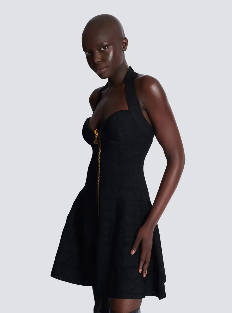 Balmain Flared halterneck dress in crocodile knit | Thumbnail 7 Balmain Flared halterneck dress in crocodile knit | Thumbnail 7