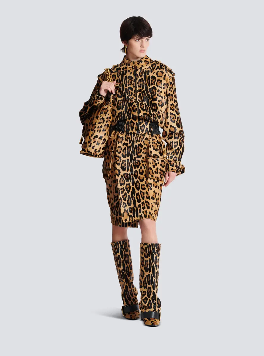 Balmain Ponyskin-style leather bomber jacket with leopard pattern | Thumbnail 2 Balmain Ponyskin-style leather bomber jacket with leopard pattern | Thumbnail 2