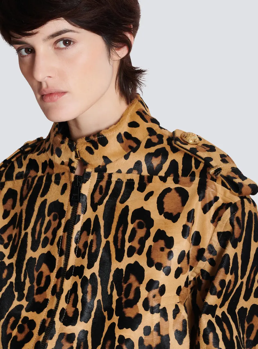 Balmain Ponyskin-style leather bomber jacket with leopard pattern | Thumbnail 7 Balmain Ponyskin-style leather bomber jacket with leopard pattern | Thumbnail 7