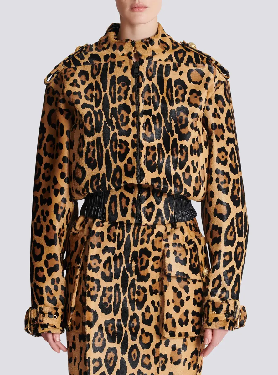 Balmain Ponyskin-style leather bomber jacket with leopard pattern | Thumbnail 8 Balmain Ponyskin-style leather bomber jacket with leopard pattern | Thumbnail 8