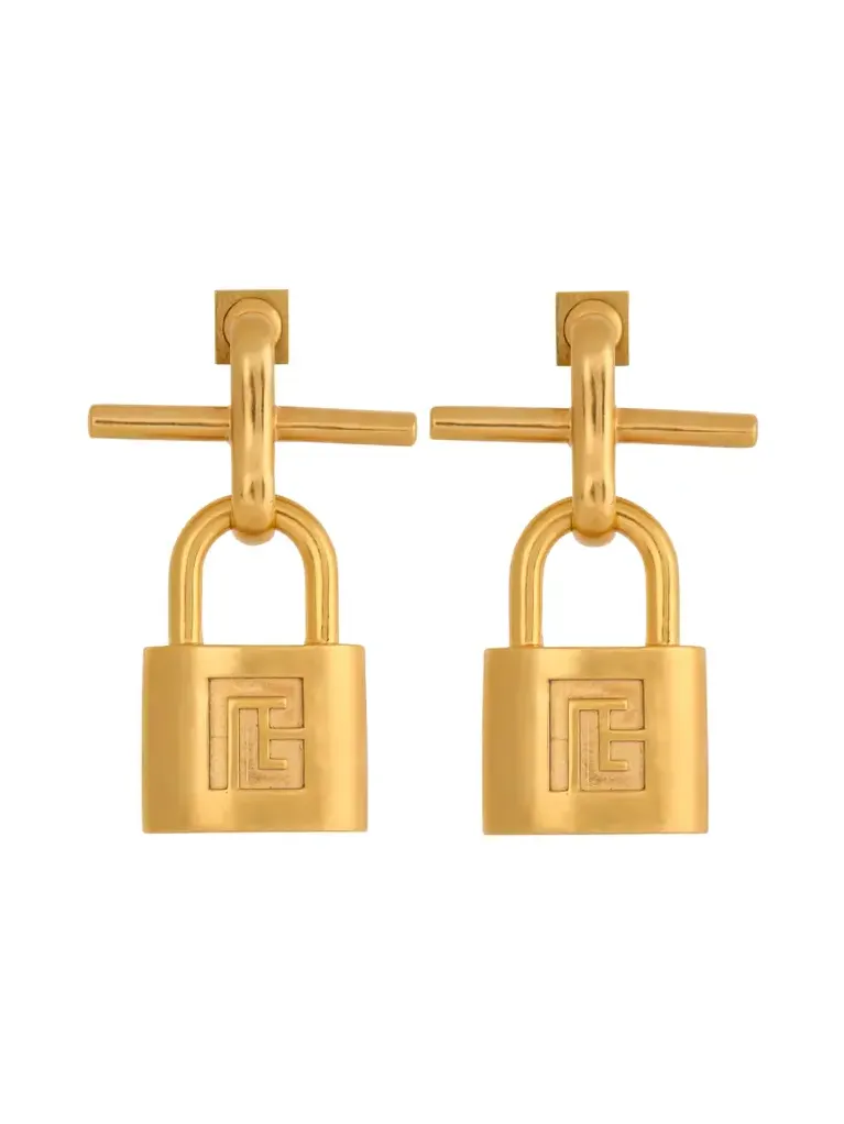 Brass Pulse padlock earrings