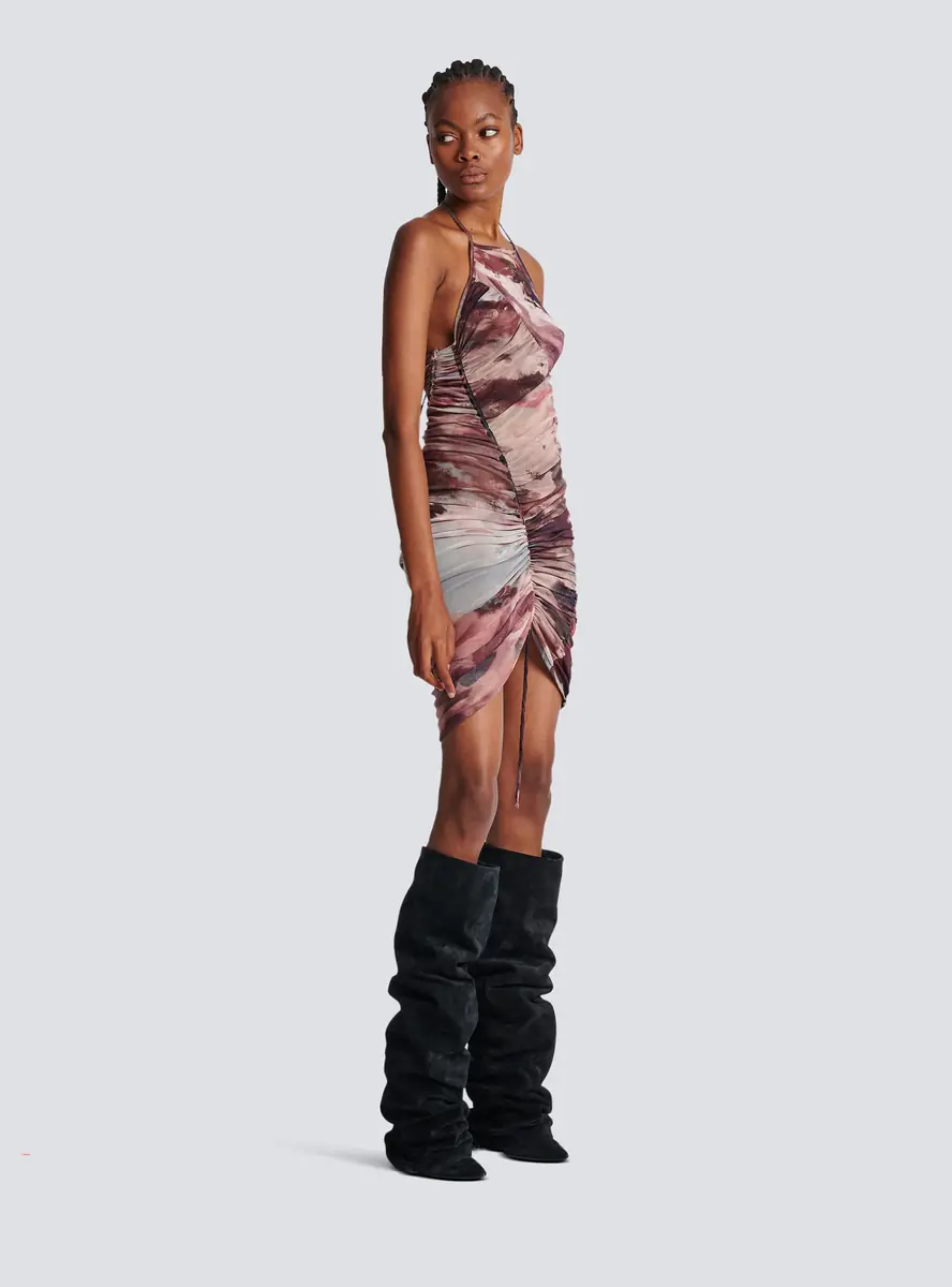 Balmain Short Pastel printed draped tulle dress | Thumbnail 3 Balmain Short Pastel printed draped tulle dress | Thumbnail 3