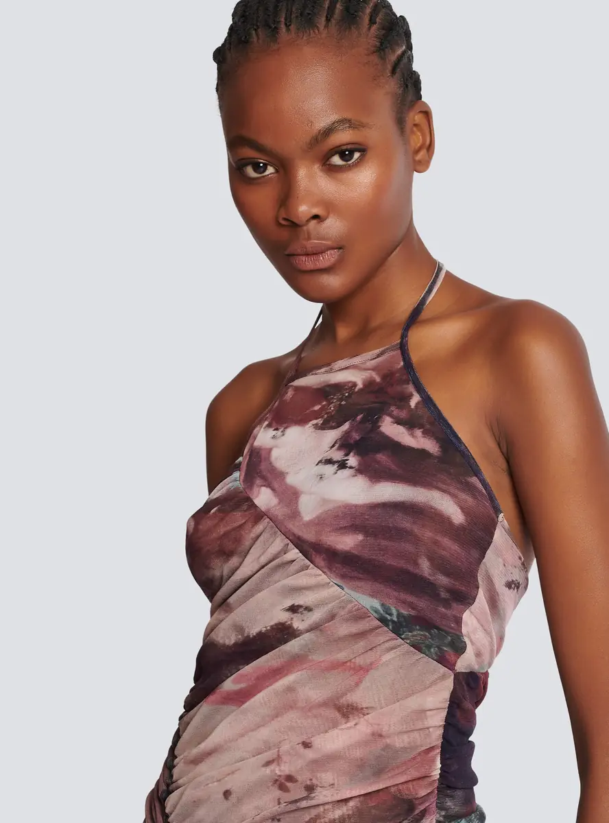 Balmain Short Pastel printed draped tulle dress | Thumbnail 6 Balmain Short Pastel printed draped tulle dress | Thumbnail 6