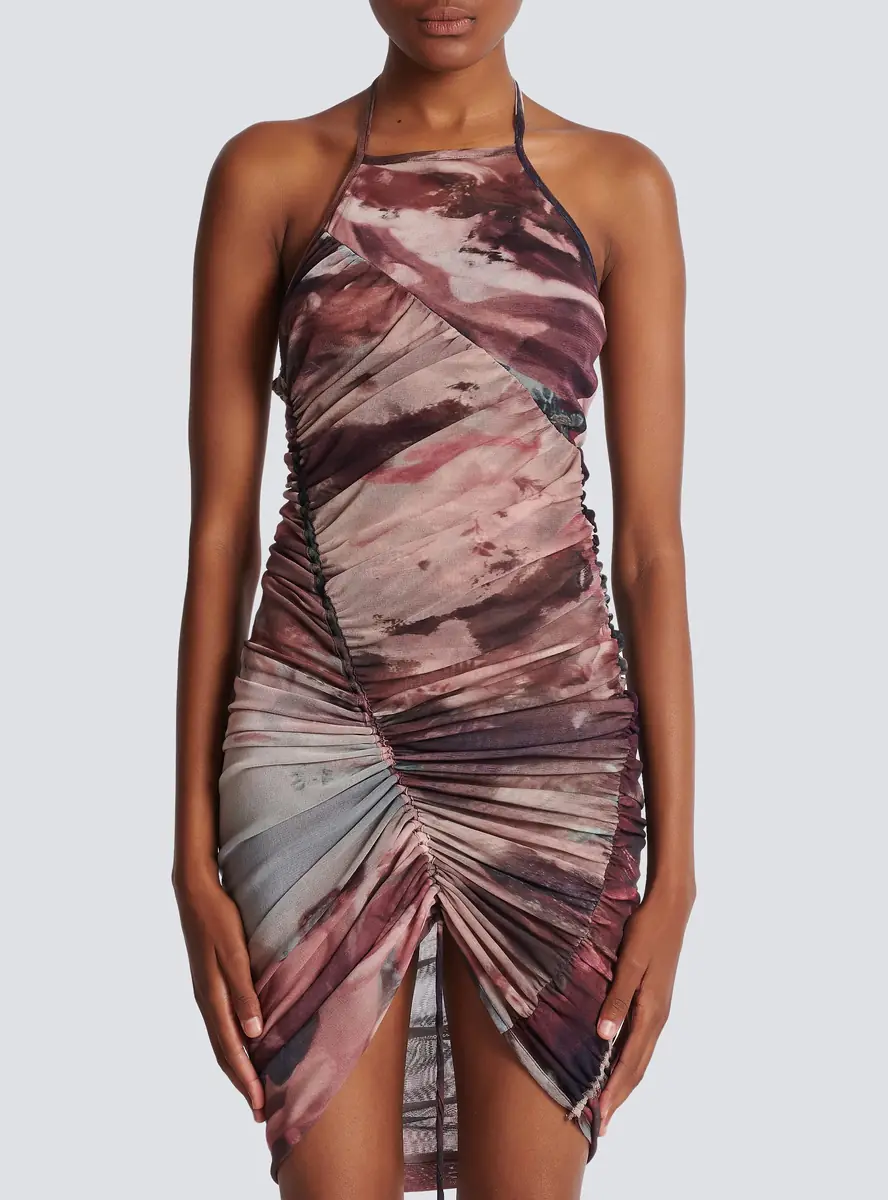 Balmain Short Pastel printed draped tulle dress | Thumbnail 8 Balmain Short Pastel printed draped tulle dress | Thumbnail 8
