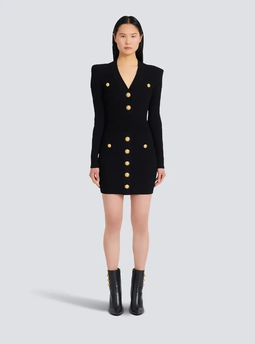 Balmain Short knitted dress with gold buttons | Thumbnail 8 Balmain Short knitted dress with gold buttons | Thumbnail 8