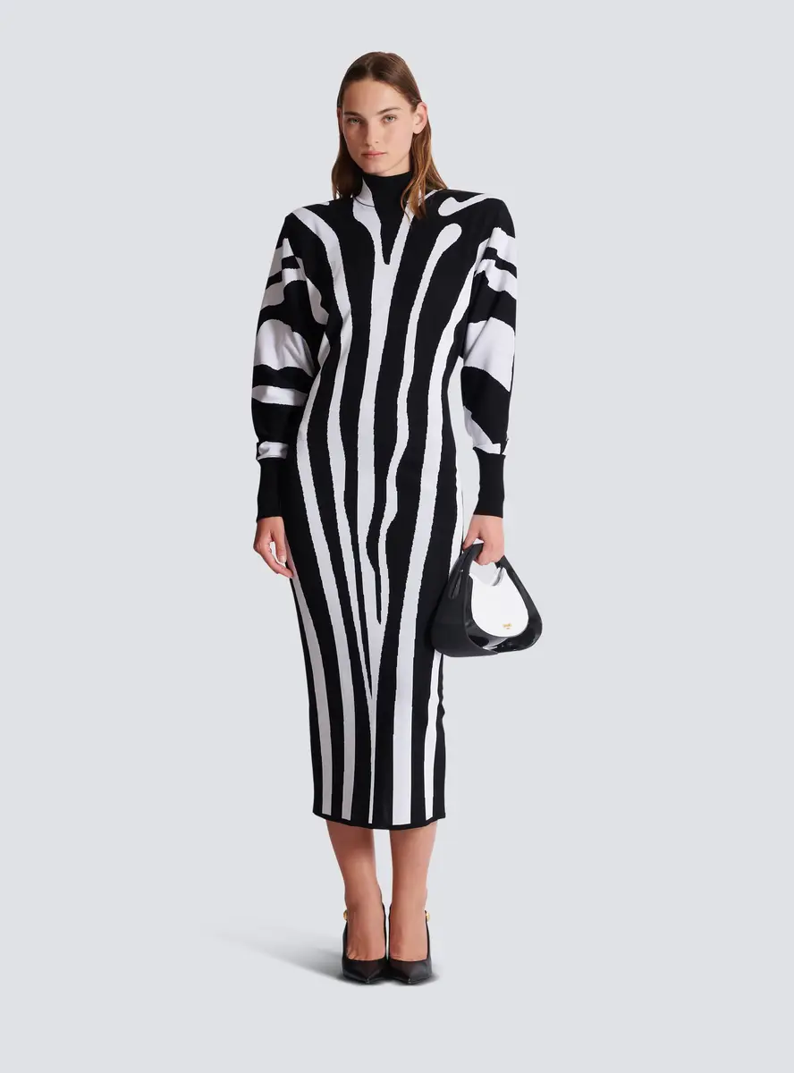 Balmain Long knit dress with zebra intarsia | Thumbnail 2 Balmain Long knit dress with zebra intarsia | Thumbnail 2