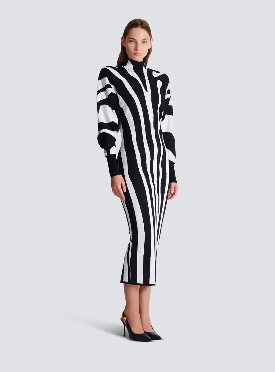 Balmain Long knit dress with zebra intarsia | Thumbnail 3 Balmain Long knit dress with zebra intarsia | Thumbnail 3